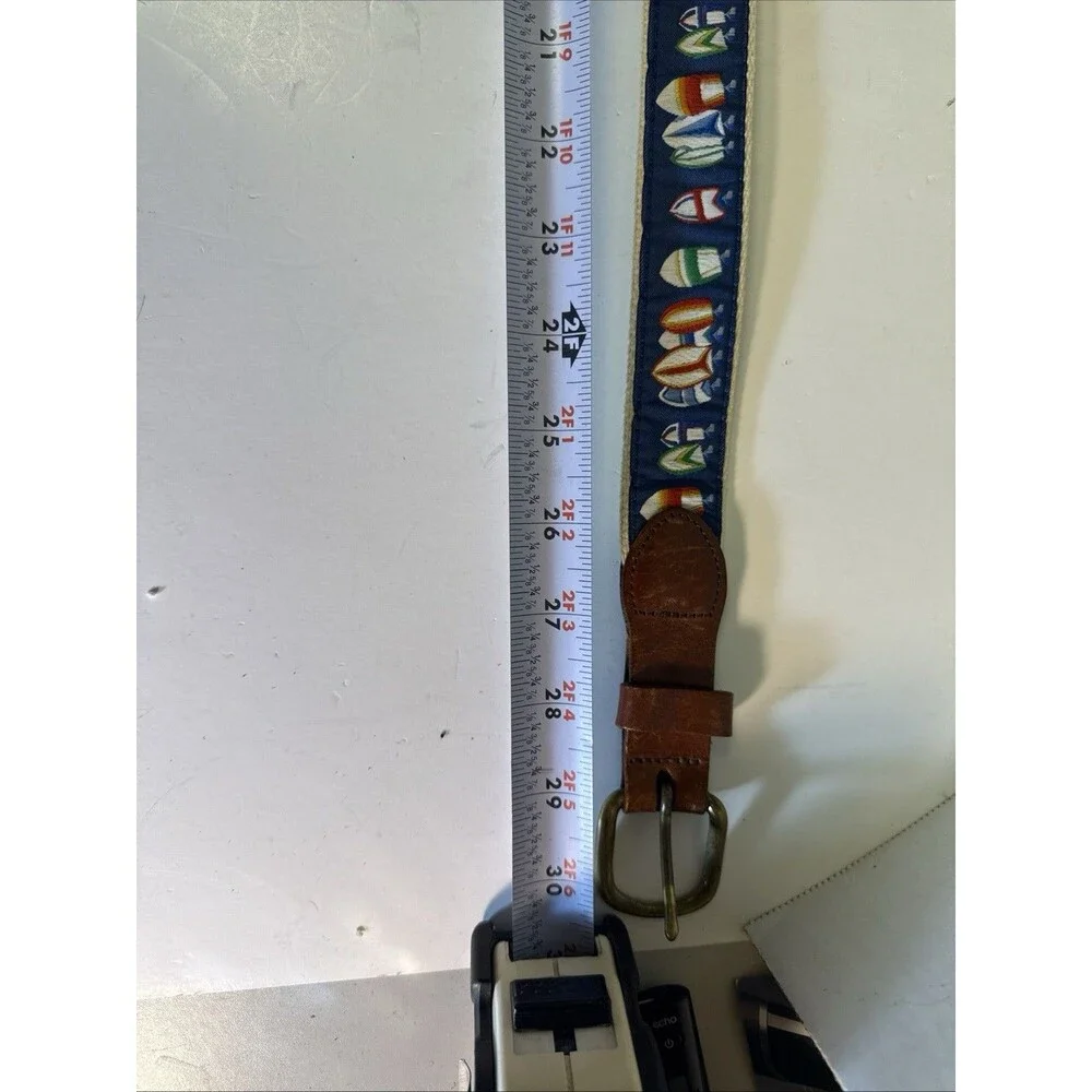 LEATHER MAN LTD Essex CT Belt MADE IN USA Colorful Boat Sails sz 26